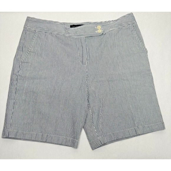 Talbots Womens 12P Shorts Seersucker Bermuda Blue and White Coastal Style - Picture 1 of 14